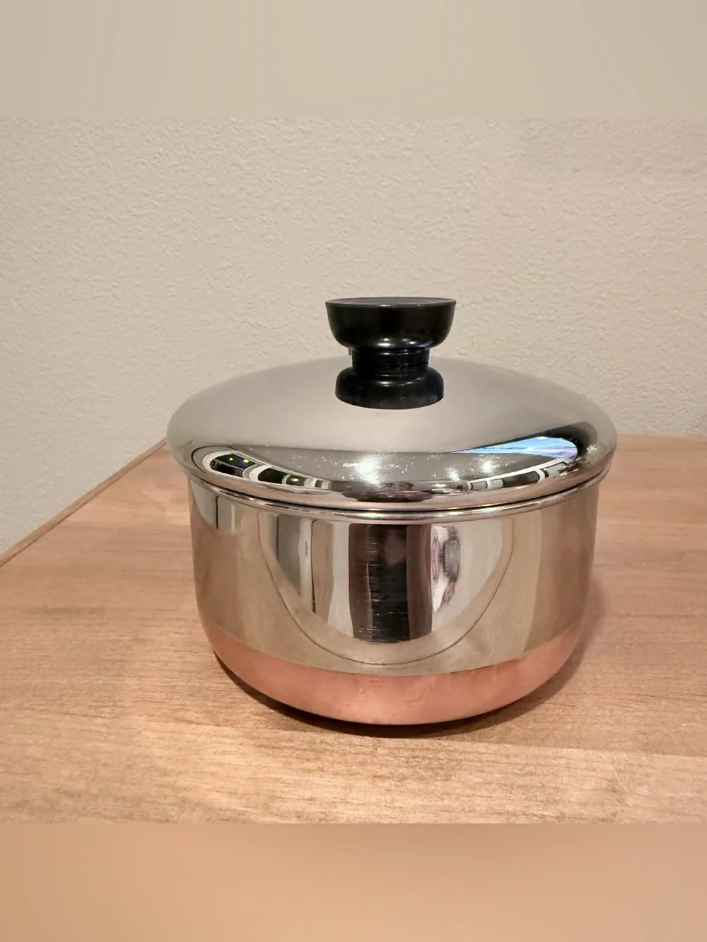 Vintage Revere Ware 1 Qt Copper Bottom Saucepan w/ Lid 1983 Clinton IL USA
